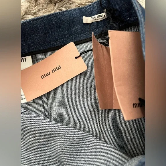 Miu Miu Sequin Embroidered Denim Skirt – Blue / Orange / Silver – Size 42 – NWT - Picture 9 of 10